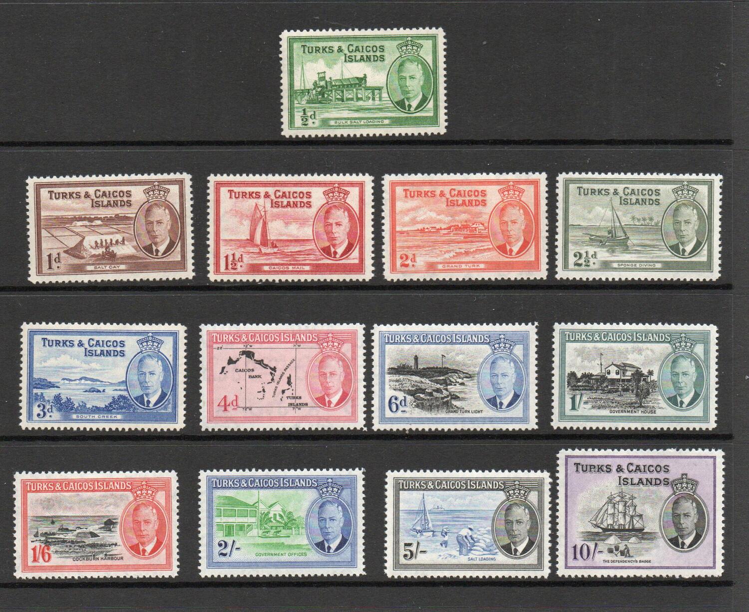 TURKS AND CAICOS SG 221- 233 GVI SET MNH