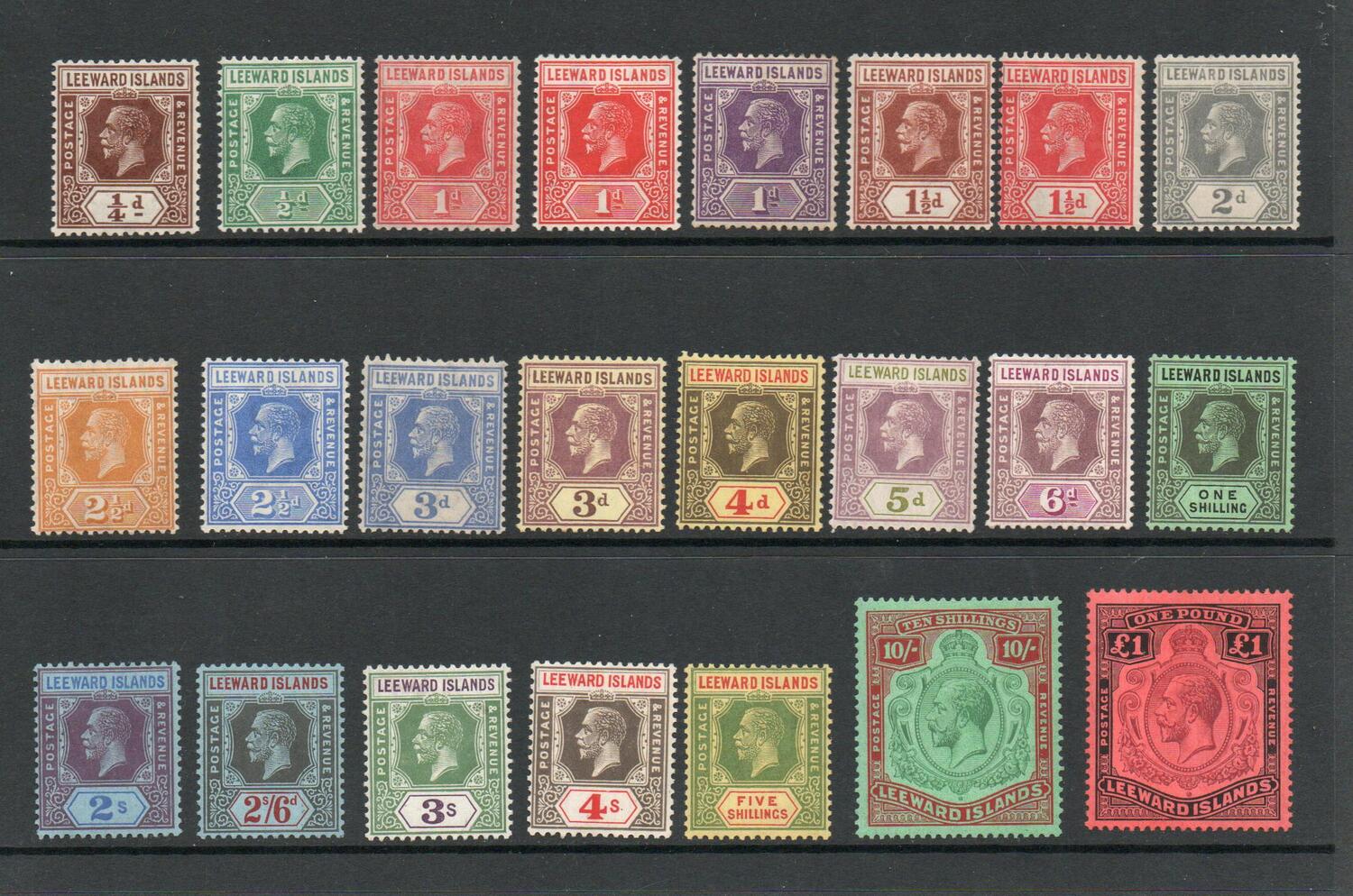 LEWWARD ISLANDS 1921 GV SET OF 23 M/M
