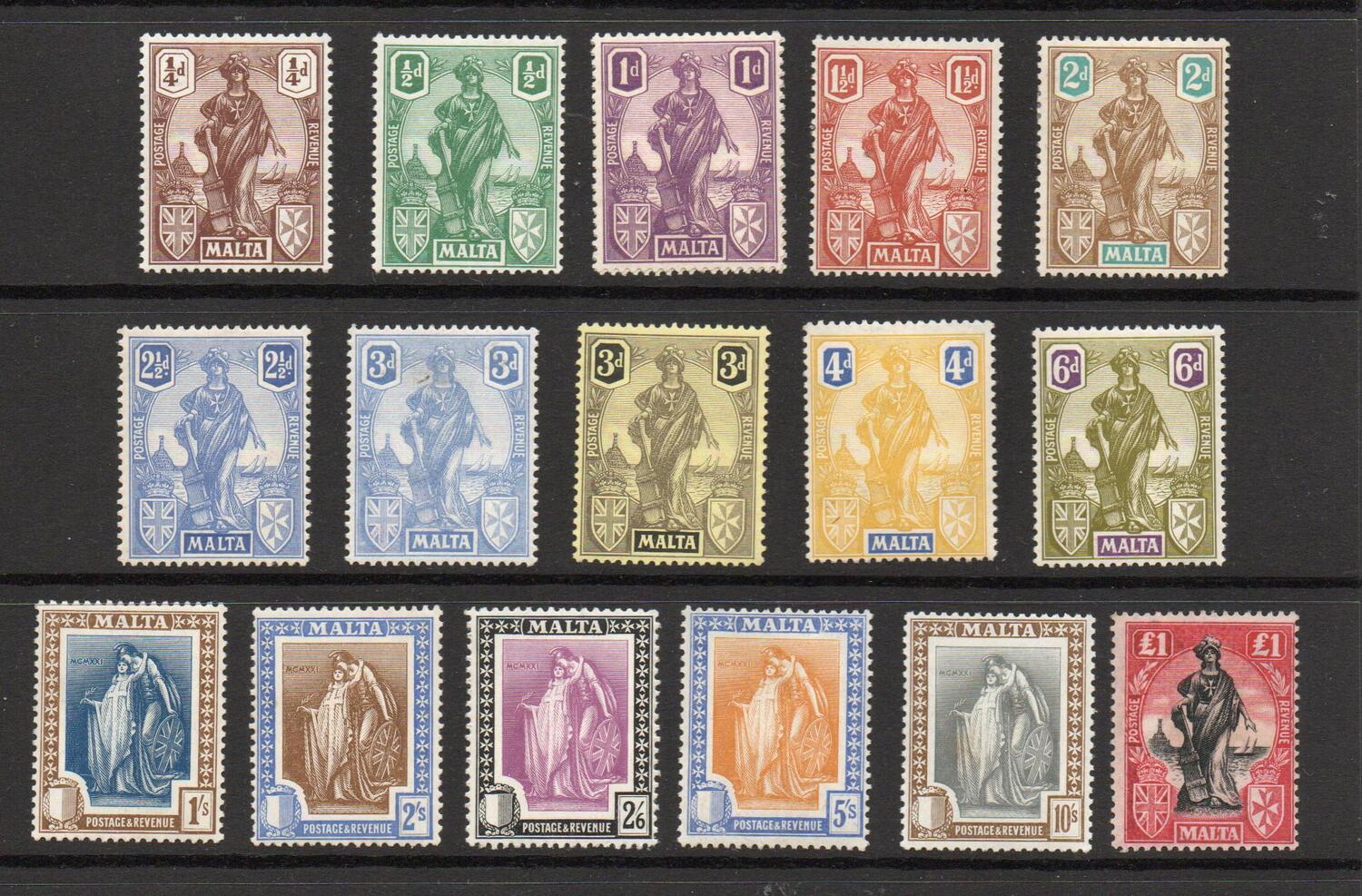 MALTA SG 123-40 1922 SET M/M