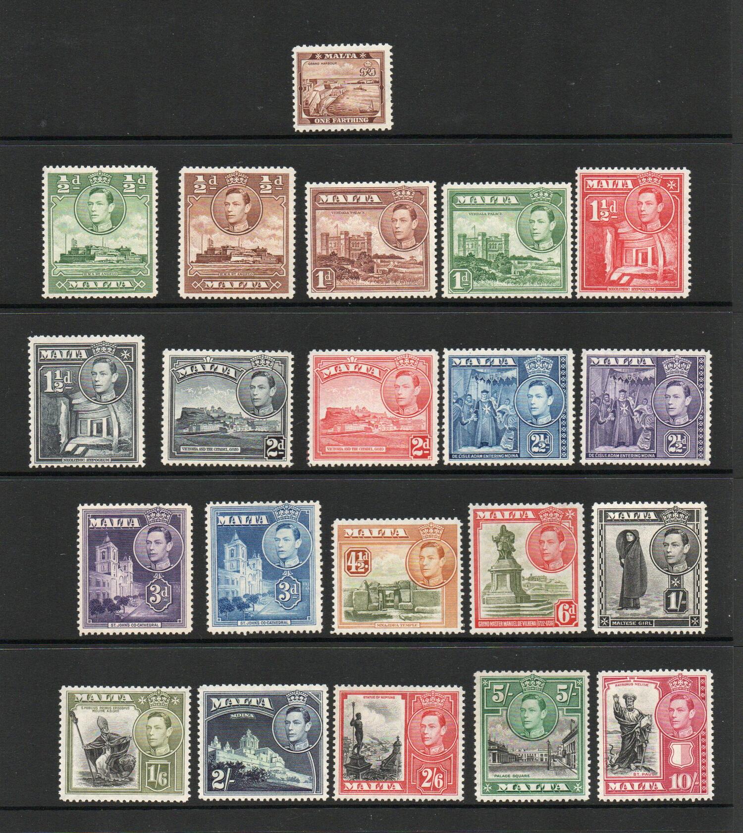MALTA SG 217-31 GVI DEFINITIVE SET MNH