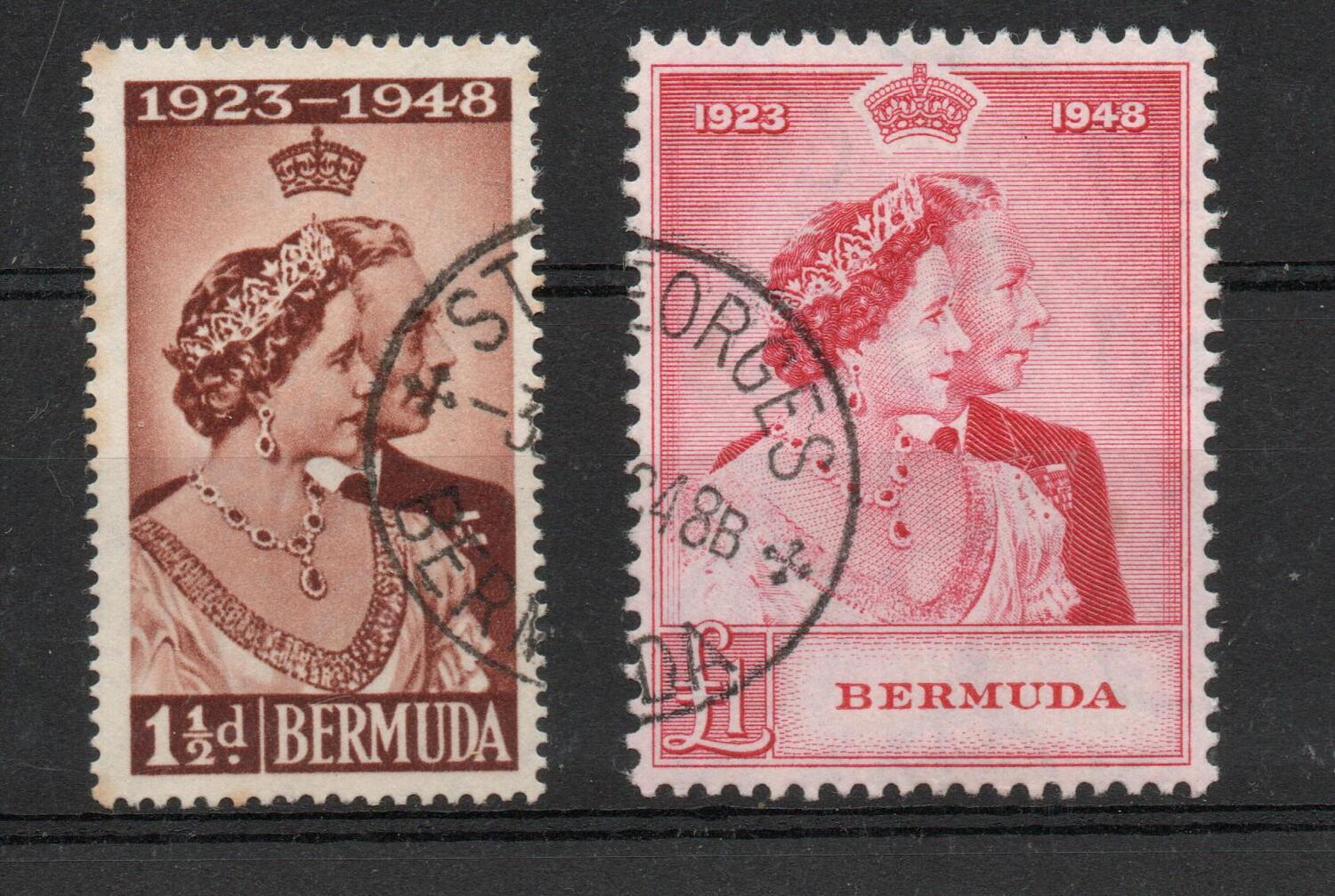 BERMUDA SG 125-6 GVI SILVER WEDDING PAIR FINE USED