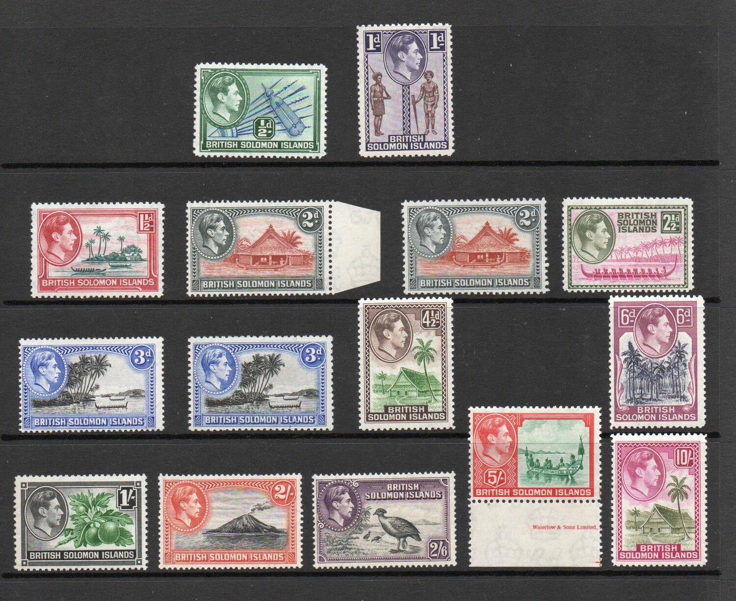 BRITISH SOLOMON ISLANDS SG 60-72 + 63a + 65a GVI SET MNH