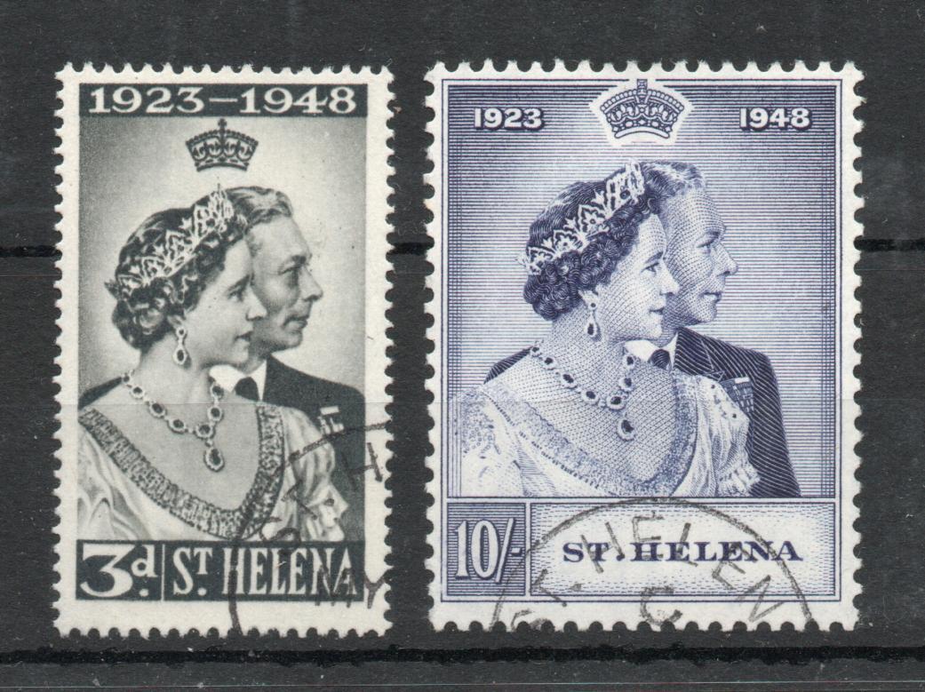 ST HELENA SG 143-4 ROYAL SILVER WEDDING. FINE USED