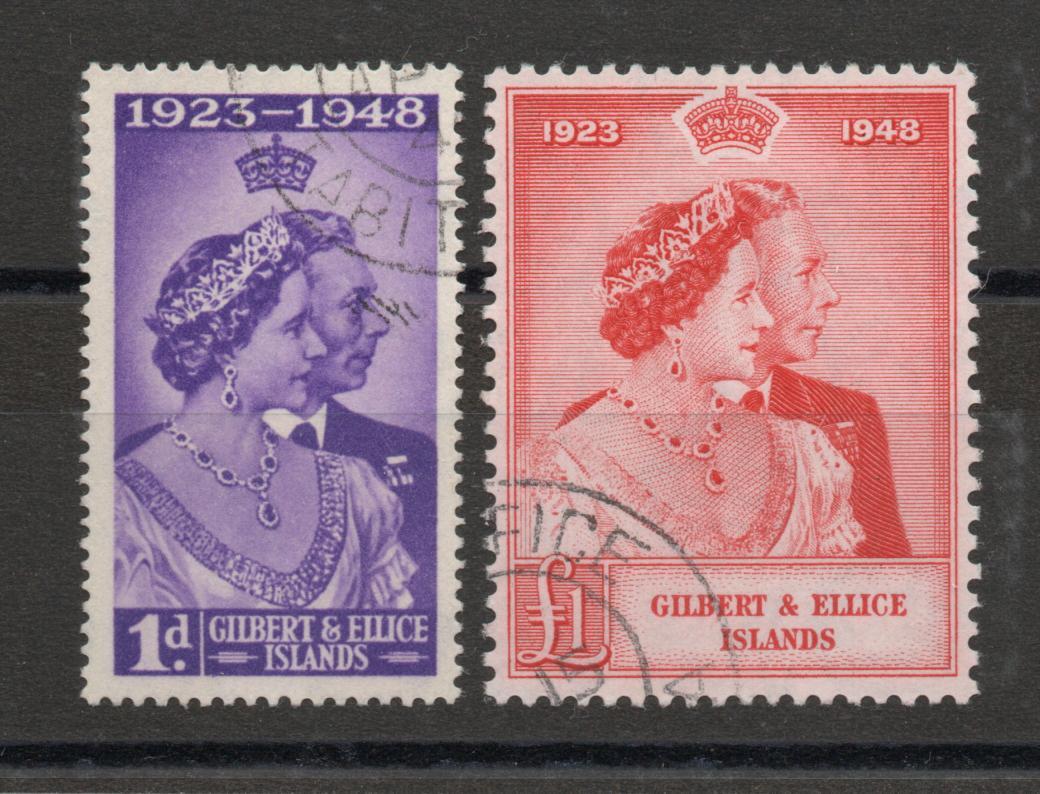 GILBERT & ELLICE ISLANDS SG 57-8 ROYAL SILVER WEDDING FINE USED
