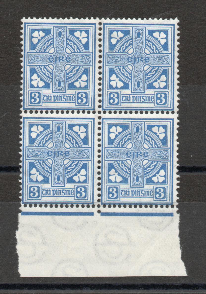 IRELAND SG 76 3D CELTIC CROSS BLOCK OF 4  MNH