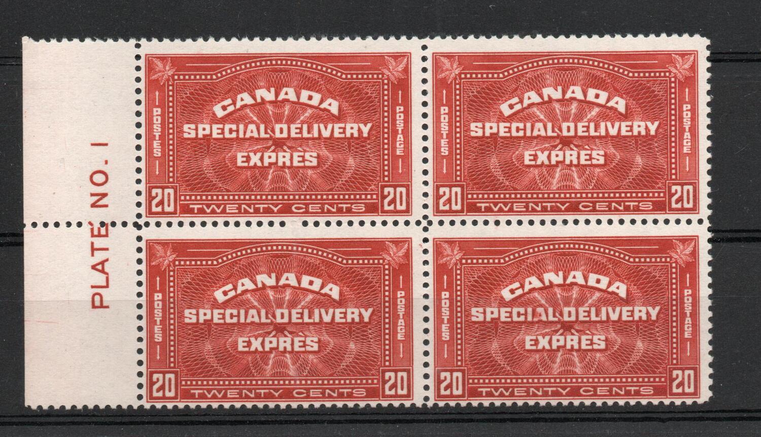 CANADA SG S6 SPECIAL DELIVERY PLATE BLOCK MNH