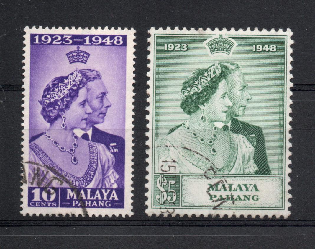 PAHANG SG 47-8 ROYAL SILVER WEDDING PAIR FINE USED