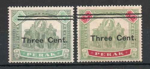 MALAYA PERAK STATE SG 86,87 1900 3 C OVERPRINTS 