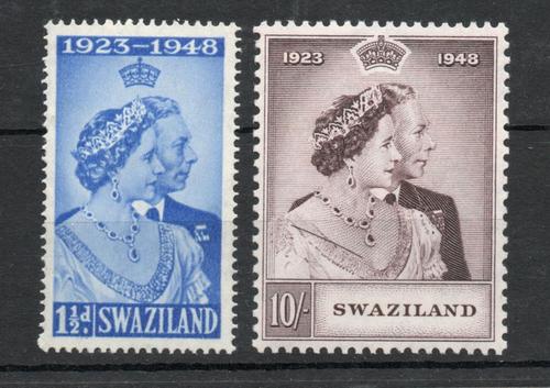 SWAZILAND GVI 1948 ROYAL SILVER WEDDING PAIR MNH