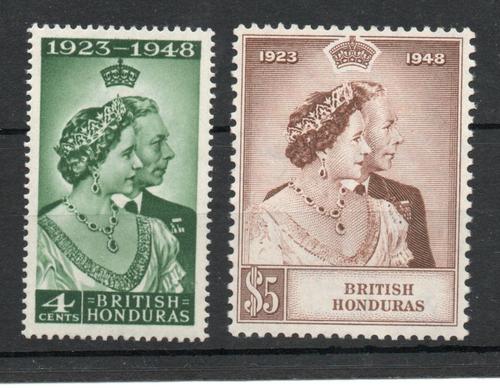 BRITISH HONDURAS SG 164-5 GVI ROYAL SILVER WEDDING PAIR MNH