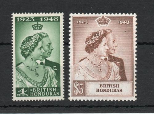 BRITISH HONDURAS SG 164-5 GVI ROYAL SILVER WEDDING PAIR MNH