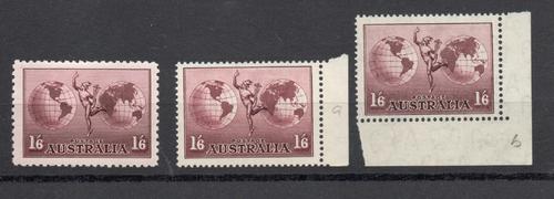 AUSTRALIA SG 153,153a, 153b 1934 HERMES AIR STAMP FINE M/M