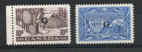 CANADA SG O191-2 1950 GVI OFFICIAL PAIR 10C + 50 C MNH