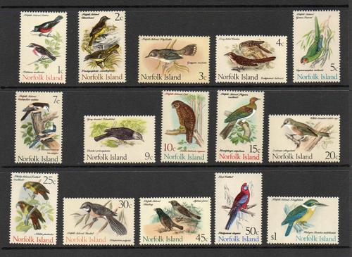 NORFOLK ISLAND SG 103-17 1970-1 BIRDS DEFINITIVE SET MNH