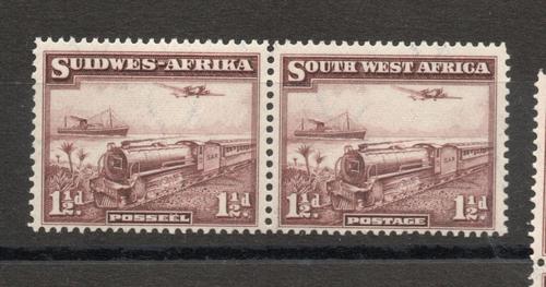 SOUTH WEST AFRICA SG 96 GVI 1937 TRAIN STAMP PAIR MNH