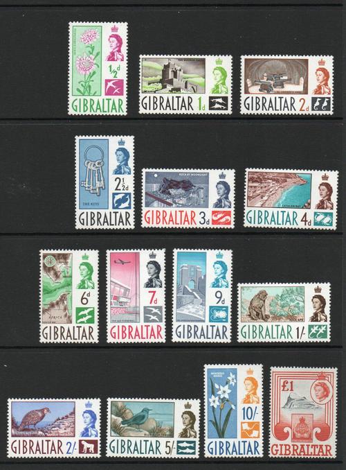 GIBRALTAR SG 160-173 1960 DEFINITIVE SET MNH
