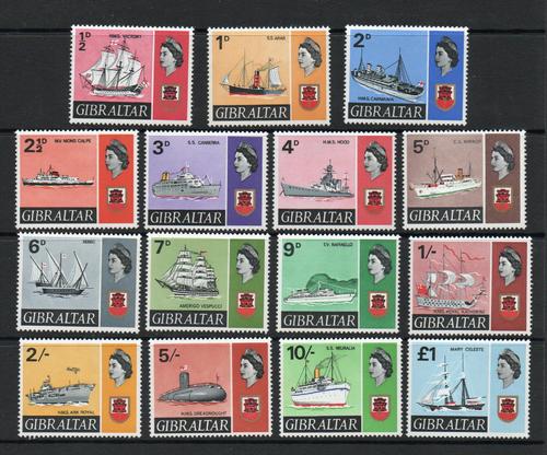 GIBRALTAR SG 200-13 1967 SHIPS SET MNH