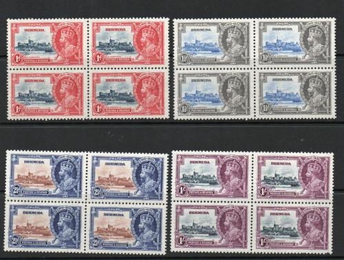 BERMUDA SG 94-97 GV SILVER JUBILEE BLOCKS OF 4 MNH