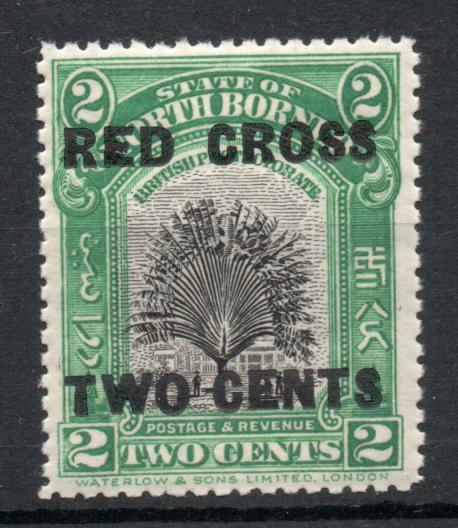 NORTH BORNEO SG 227 RED CROSS 2 CENT WIDE OVERPRINT