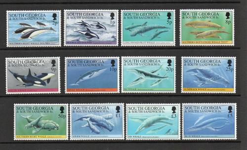 SOUTH GEORGIA SG 231-42 WHALES & DOLPHINS MNH