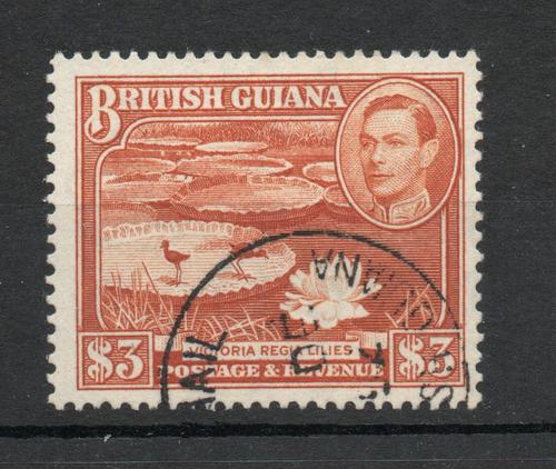 BRITISH GUIANA  SG 319b GVI PERF 14 X 13 $3 