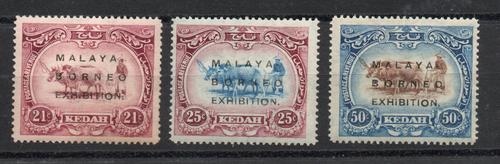 MALAYA KEDAH SG 49-51 SET  M.B.E. MNH