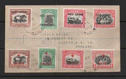 NORTH BORNEO BOTH 1918 RED CROSS AS PART SETS