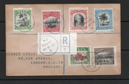 NIUE SG 38-43 ON REGISTERED COVER