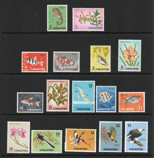 SINGAPORE SG 63-77 1962 FAUNA & FLORA DEFINITIVE SET MNH