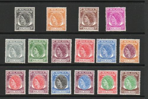 MALAYA MALACCA SG 23-38 Q E II DEFINITIVE SET M/M