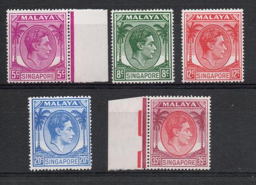 SINGAPORE SG 19a, 21a, 22a,24a, 25a PERF 17.5 X 18 MNH