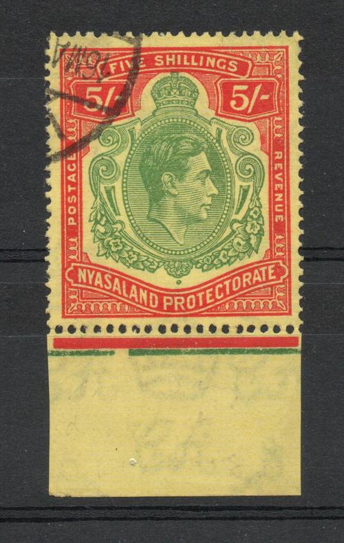 NYASALAND SG 141a GVI 5/- NEW PRINTING SHADE FINE USED