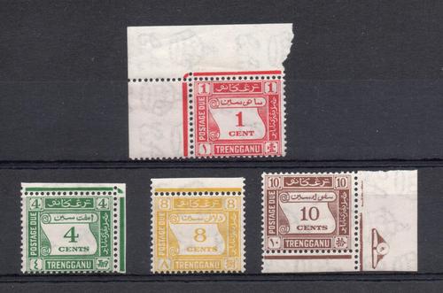 MALAYA TRENGGANU SG D1-4 GVI POSTAGE DUES SET M/M