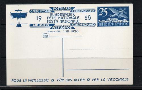 SWISS NATIONAL FETE  AIR POSTCARD