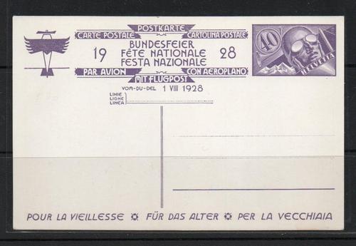 SWISS NATIONAL FETE  AIR POSTCARD