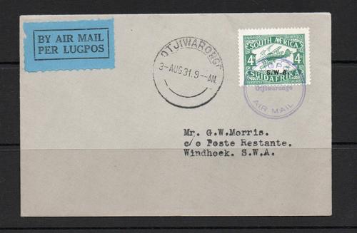 SOUTH WEST AFRICA AIR MAIL COVER 