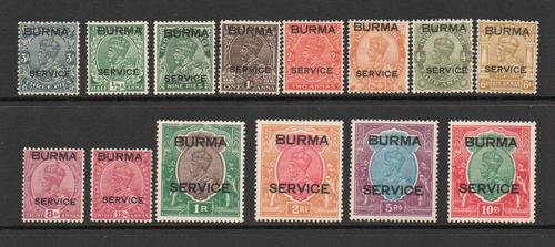 BURMA SG 01-14 1937 SERVICE SET L/M/M
