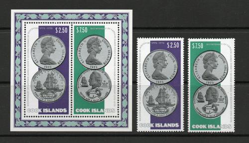 COOK ISLANDS SG 492-3 + MS 494 COOK'S VOYAGE MNH