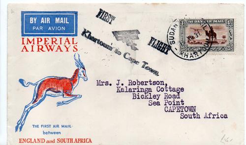 SUDAN 1931 IMPERIAL AIRWAYS FIRST FLIGHT COVER