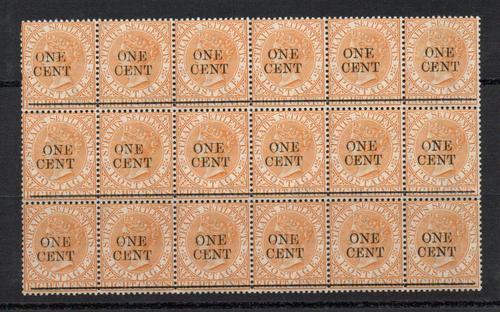 MALAYA STRAITS SETTLEMENTS SG 91 BLOCK OF 18 MNH