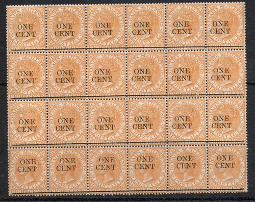 MALAYA STRAITS SETTLEMENTS SG 91 BLOCK OF 24 MNH