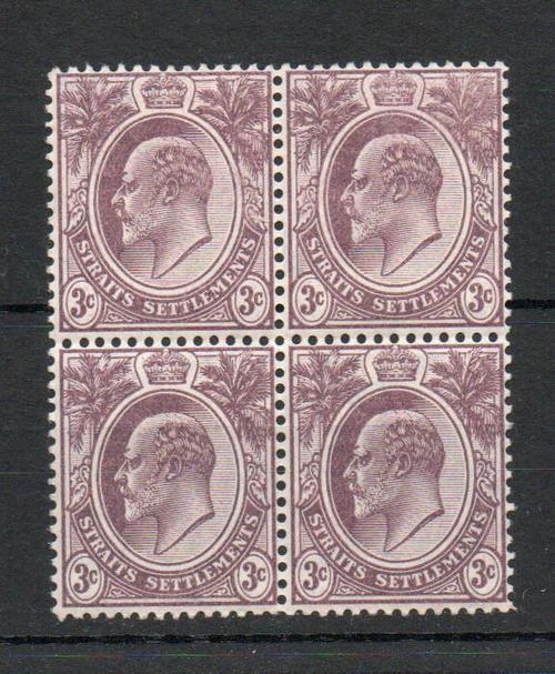 MALAYA STRAITS SETTLEMENTS SG 128  BLOCK OF 4 MNH
