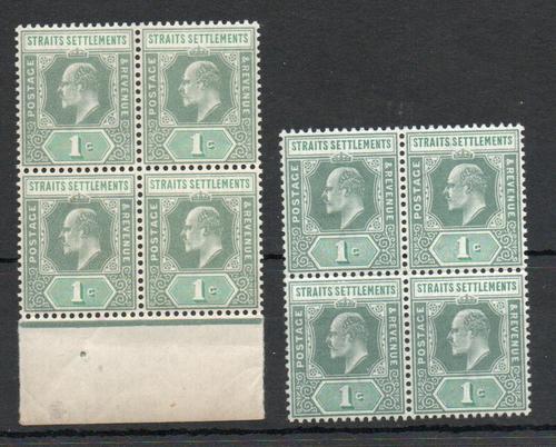 MALAYA STRAITS SETTLEMENTS SG 110+ 110a   BLOCK OF 4 MNH