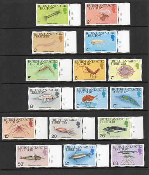 BRITISH ANTACTIC TERRITORY  SG 123-38 MARINE LIFE SET MNH