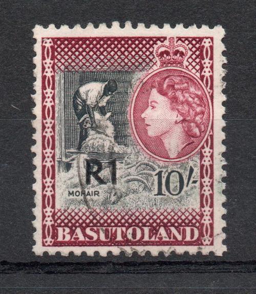 BASUTOLAND SG 68b 1961 1 RUPEE OVERPRINT TYPE III FINE USED