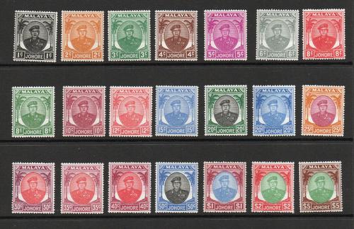 MALAYA JOHORE SG 133-147 DEFINITIVE SET MNH