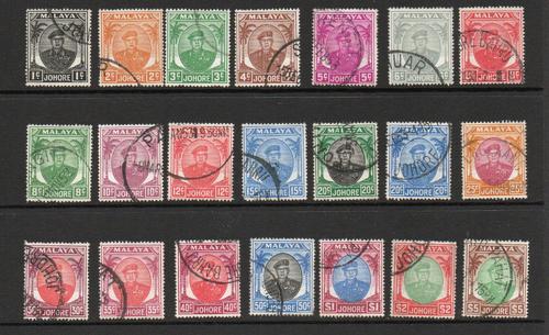 MALAYA JOHORE SG 133-147 DEFINITIVE SET FINE USED