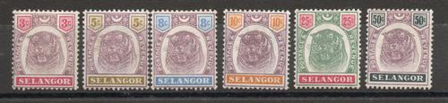 SELANGOR SG 54-59 TIGER SET TO 50 CENTS. M/M