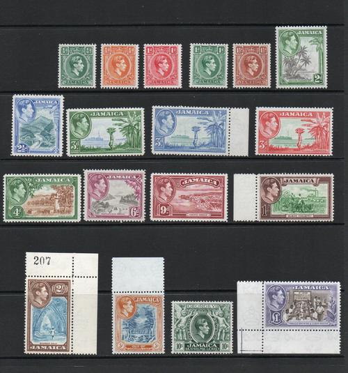 JAMAICA SG 121-33a GVI DEFINITIVE SET. MNH