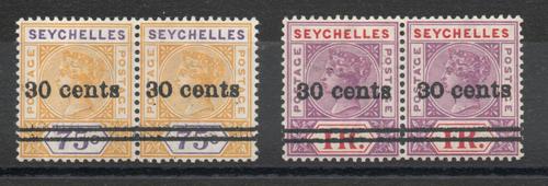 SEYCHELLES SG 42 + 42a + SG 43 + 43a NARROW 